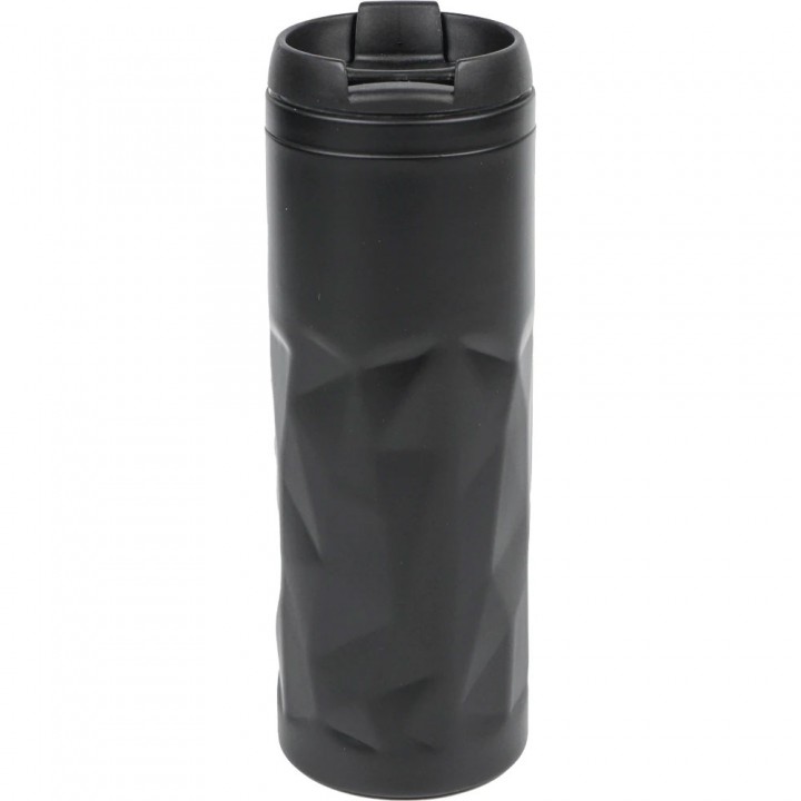 450 ml Siyah Geometrik Desenli Metal Promosyon Termos